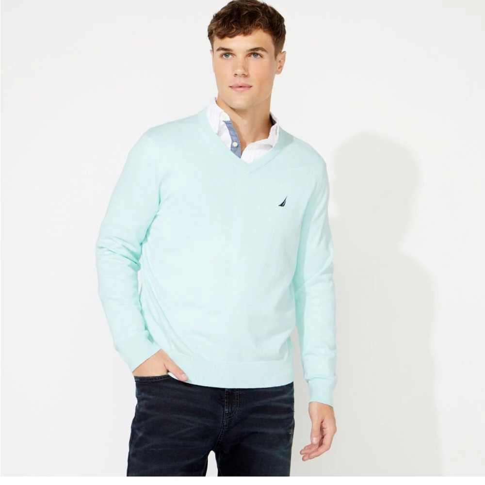 Nautica Men's Mint V-Neck Sweater